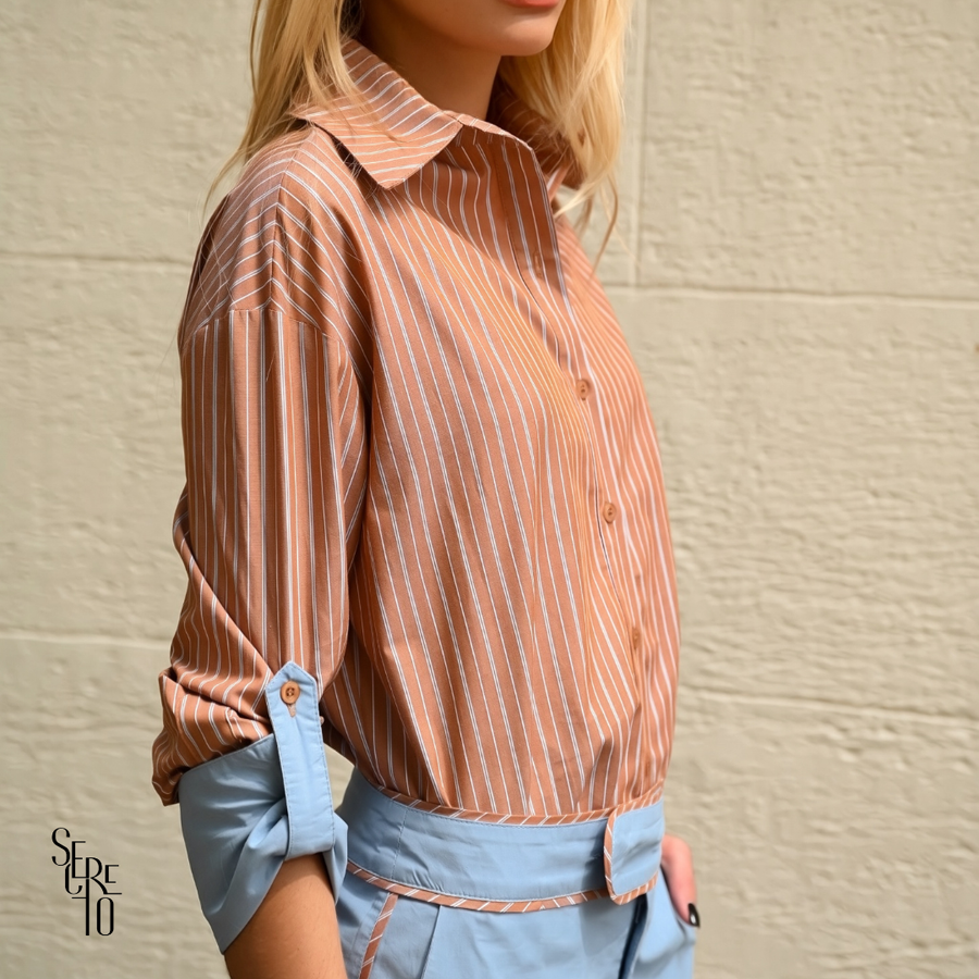 Camisa Listrada Magali Camel