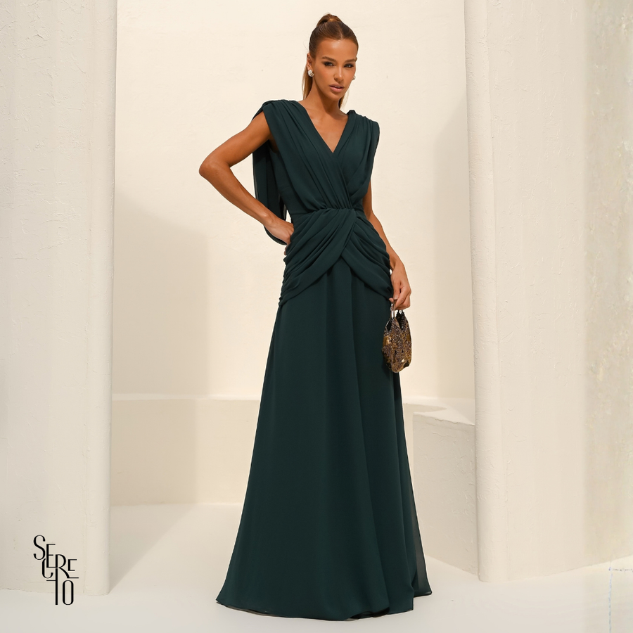 Vestido Longo Capa Alice Verde
