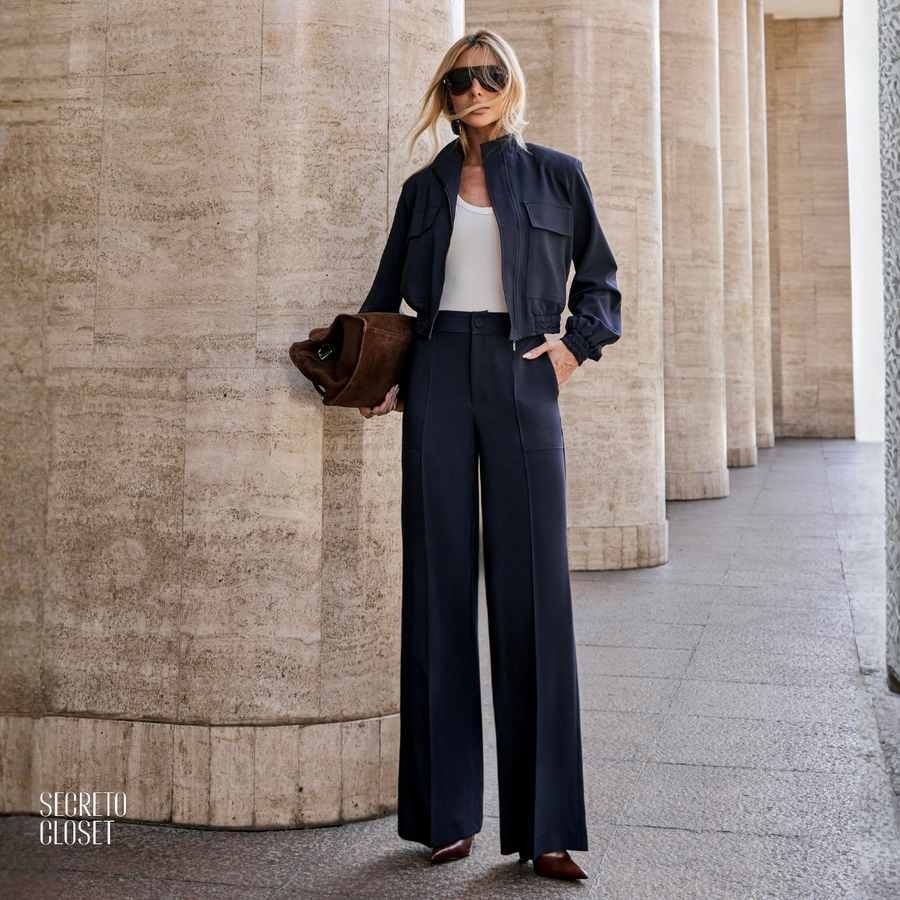 Conjunto Bomber e Calça Alfaiataria Mikaela Marinho