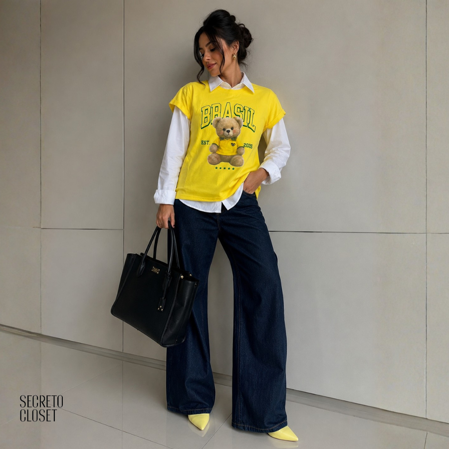 T-shirt Urso Bia Amarelo
