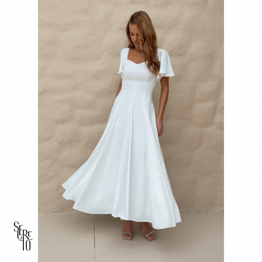 Vestido Longo Manga Sino Julia Branco