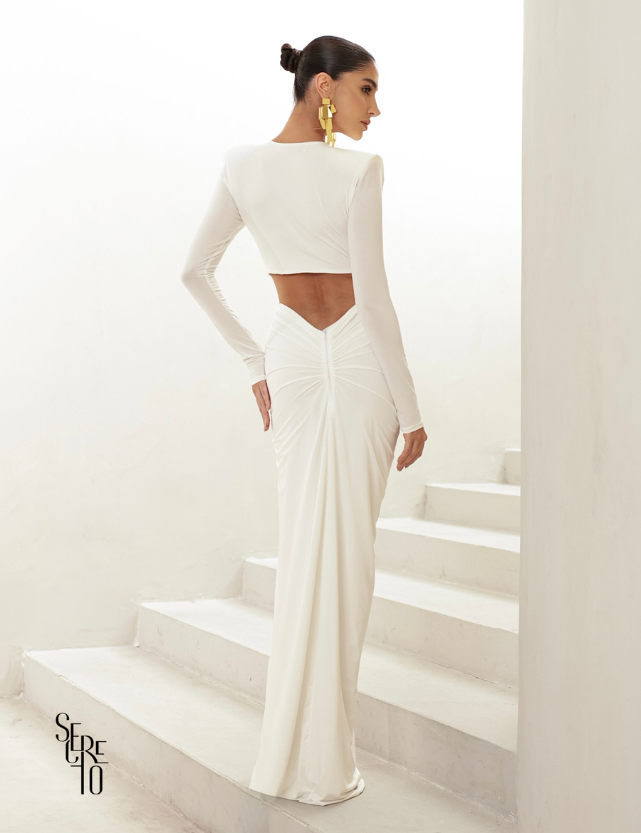 Vestido Longo Manga Longa Tatiane Branco