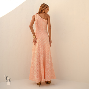 Vestido Longo Listrado Celine Salmão (com xuxinha)