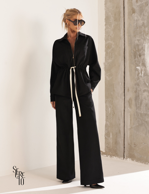 Conjunto Casaco e Calça Aveludado Helen Preto