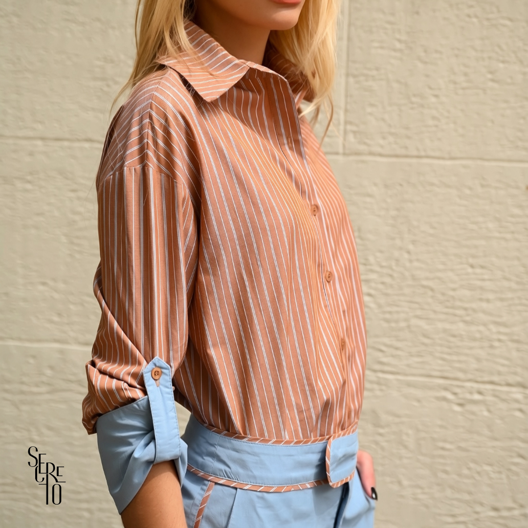 Camisa Listrada Magali Camel
