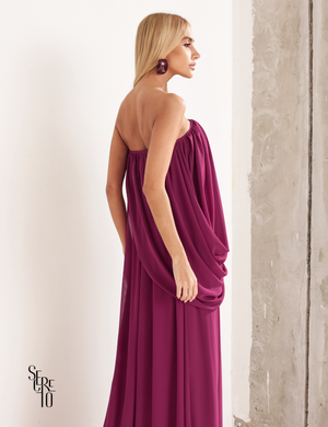 Vestido Longo Drapeado Fabiana Fucsia