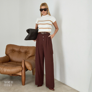 Calça Cargo Alfaiataria Alana Marrom