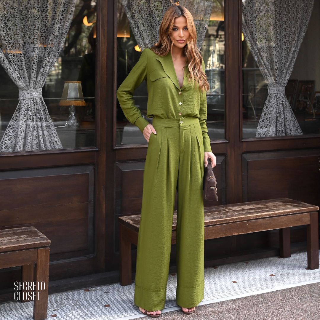 Conjunto Alfaiataria Alessia Verde Oliva