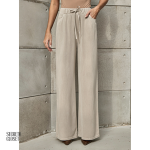 Calça Cos Elástico Marlene Areia