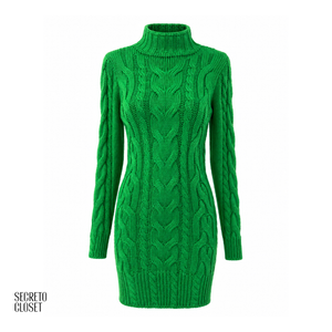 Vestido Curto Tricô Freya Verde Bandeira