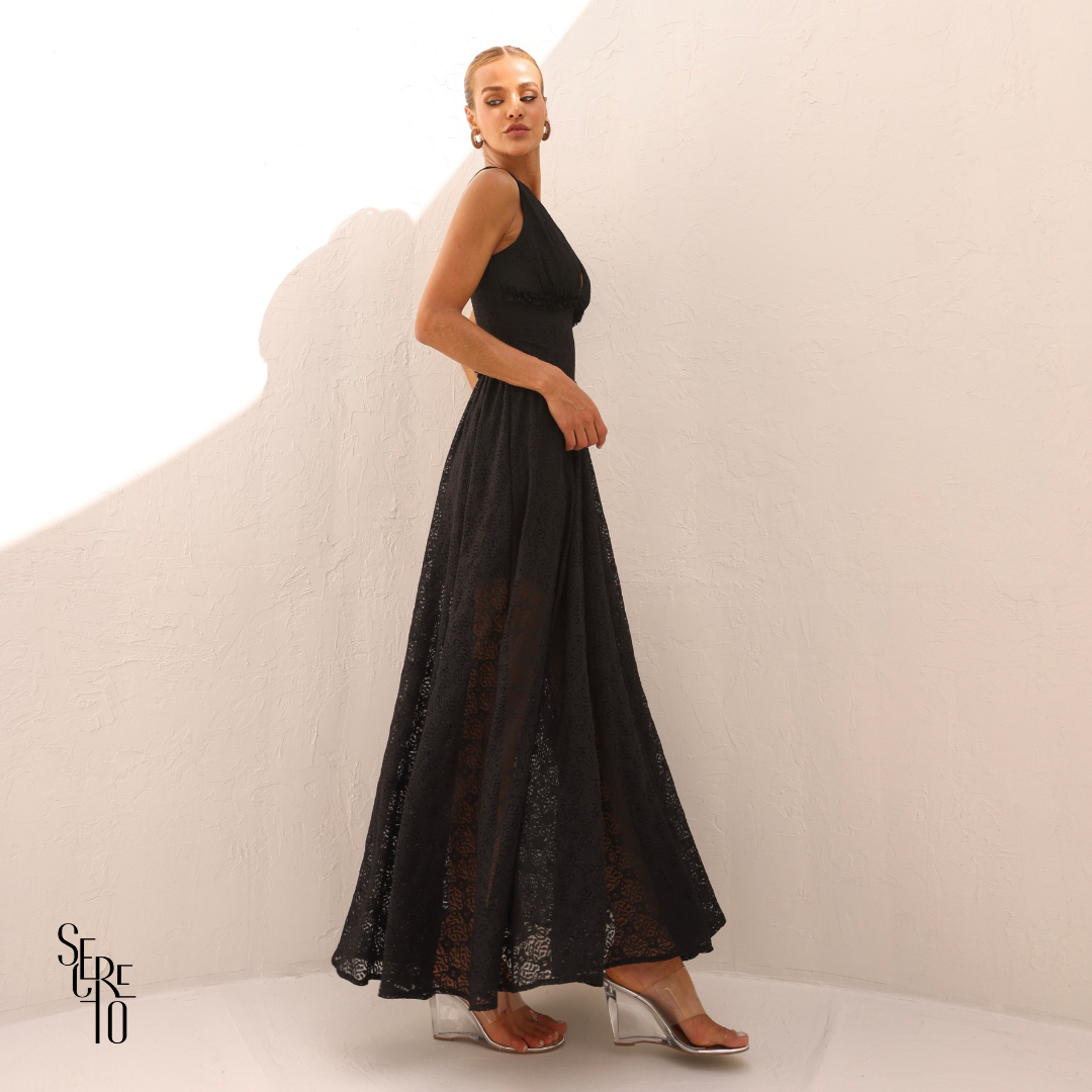 Vestido Longo Renda Ariane Preto