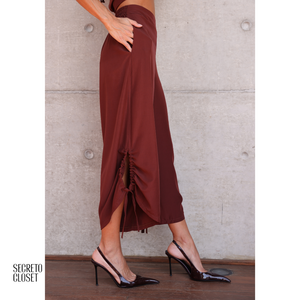 Conjunto Blusa e Calça Amarração Mirela Marrom