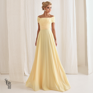 Vestido Longo Drapeado Com Faixa Zelia Camomila