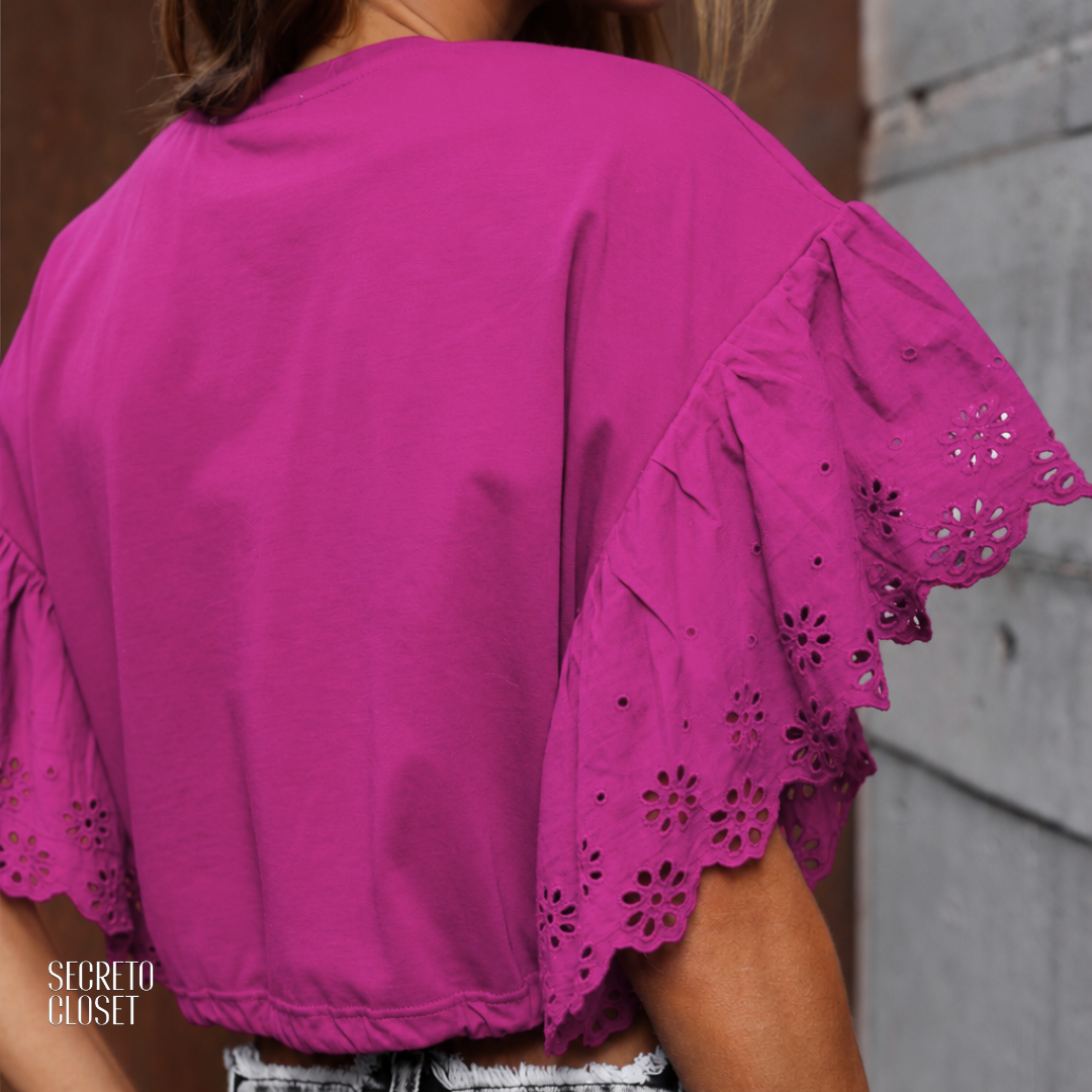 Blusa Manga Laise Marlene Rosa