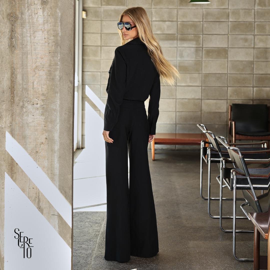 Conjunto Alfaiataria Texturizada Naira Preto
