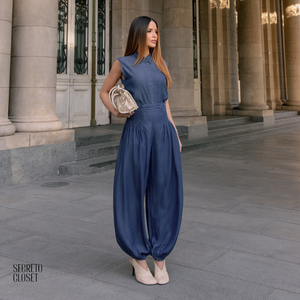 Calça Aladin Jeans Chambré Lara Azul Escuro