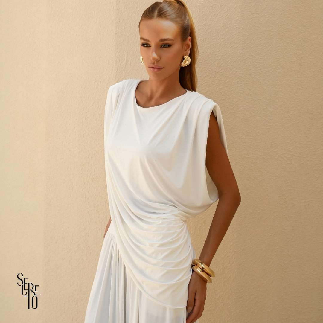Conjunto Drapeado Aladin Maelis Branco