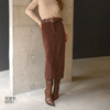 Saia Lápis Suede Valentina Café