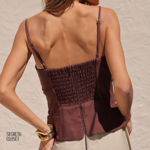 Vestido Midi Bicolor Vanessa Marrom