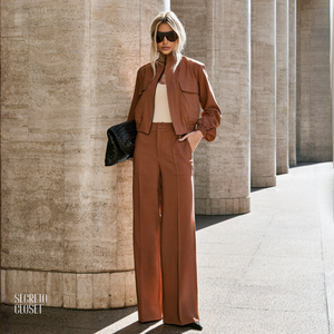 Conjunto Bomber e Calça Alfaiataria Mikaela Camel