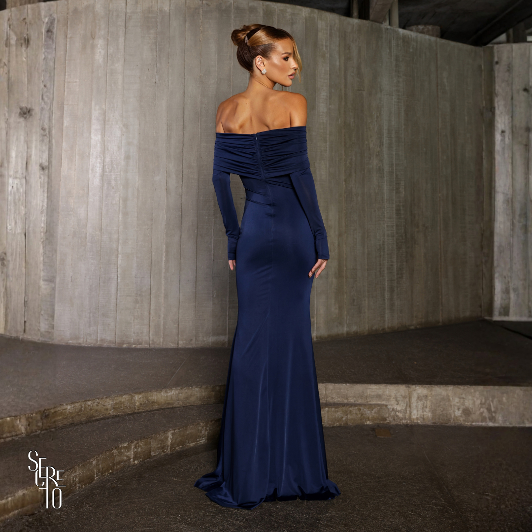 Vestido Longo Ombro a Ombro Oriane Azul