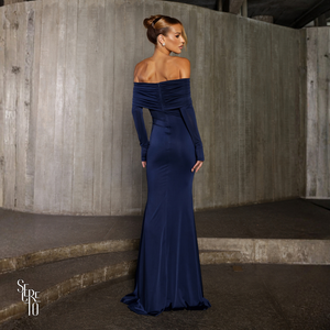 Vestido Longo Ombro a Ombro Oriane Azul