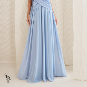 Vestido Longo Cruzado Capa Ottavia Azul Serenity