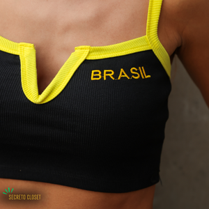 Regata Top Bordada Bruna Preto