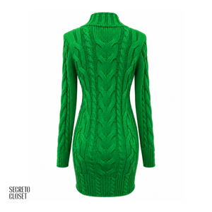 Vestido Curto Tricô Freya Verde Bandeira
