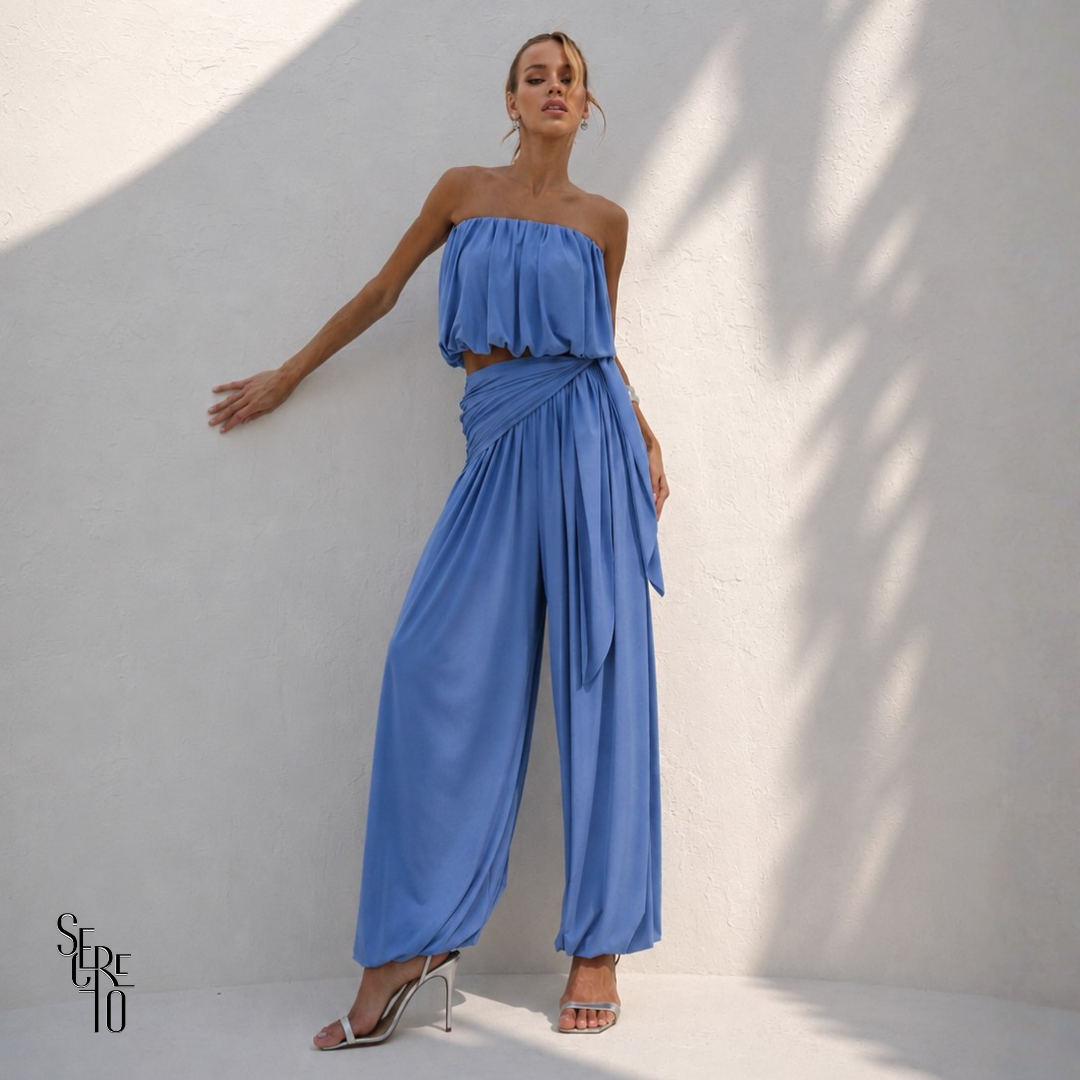 Conjunto Blusê e Calça Aladin Roberta Azul