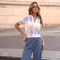 Blusa Polo Argyle Pietra Branco