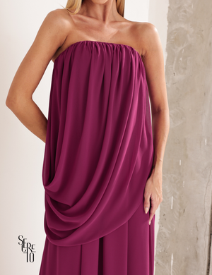 Vestido Longo Drapeado Fabiana Fucsia