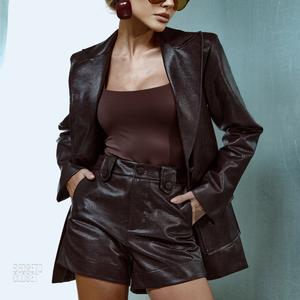 Blazer Couro Croco Roberta Café