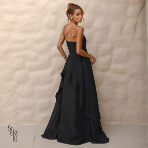 Vestido Longo Assimétrica Liora Preto