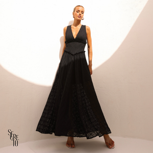 Vestido Longo Renda Ariane Preto