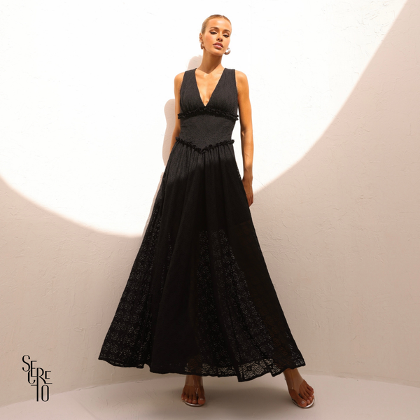 Vestido Longo Renda Ariane Preto