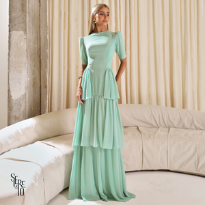 Vestido Longo Camadas Aisha Verde Menta
