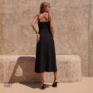 Vestido Midi Detalhe Alça Ingrid Preto
