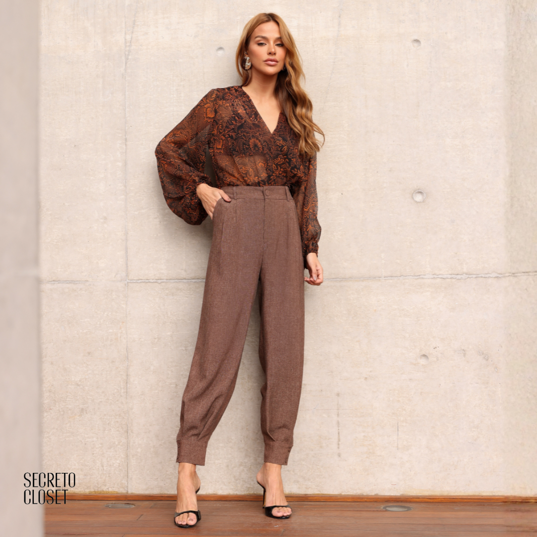Blusa Estampada Amelia Marrom