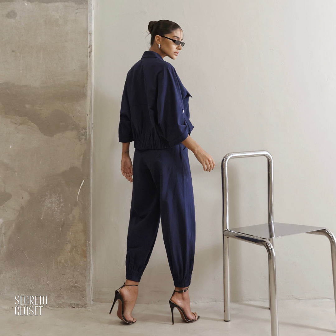 Conjunto Blusa e Calça Jogger Ingrid Azul Marinho