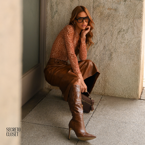 Saia Midi Croco Yasmin Marrom