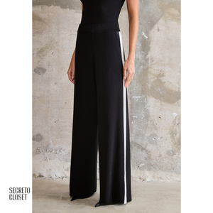 Conjunto Regata e Calça Lateral Listrado Emilia Preto