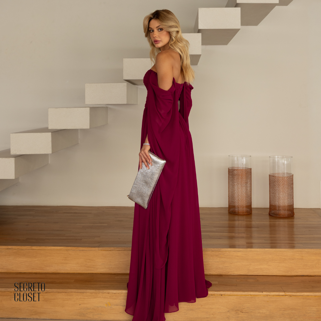 Vestido Longo Tqc Cauda Moana Fucsia