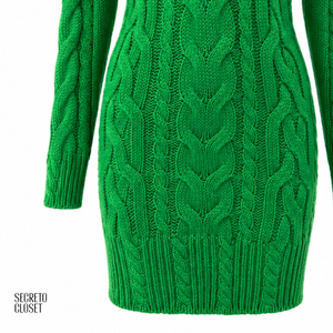 Vestido Curto Tricô Freya Verde Bandeira