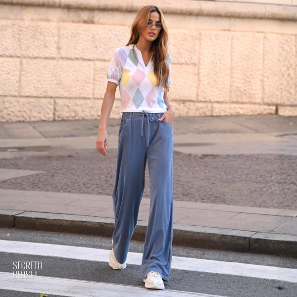 Blusa Polo Argyle Pietra Branco