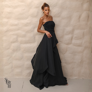 Vestido Longo Assimétrica Liora Preto