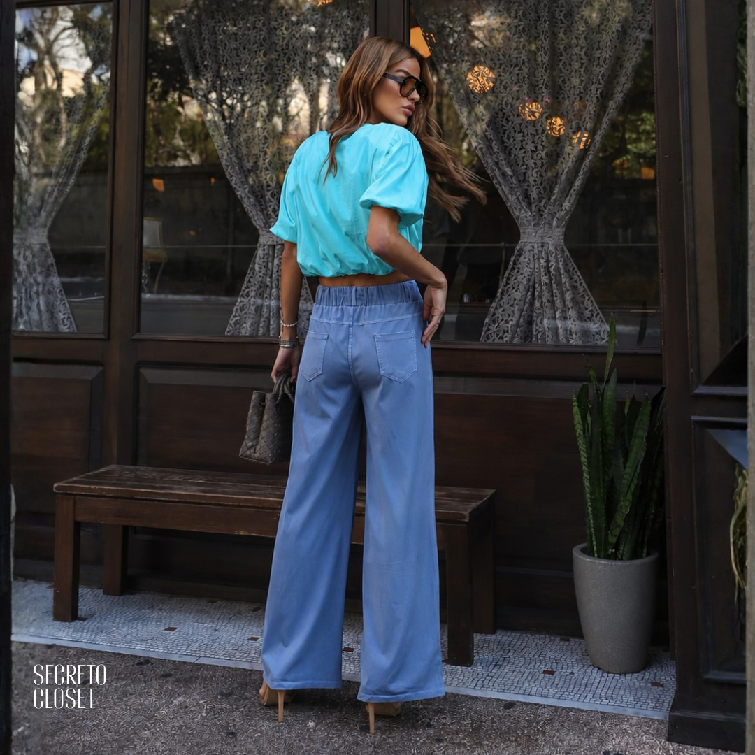 Blusa Ballon Carlota Azul