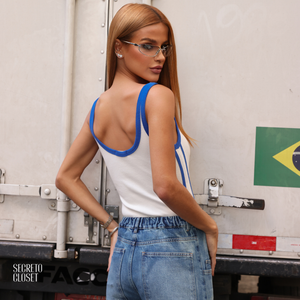 Body Canelado Bicolor Leonor Branco