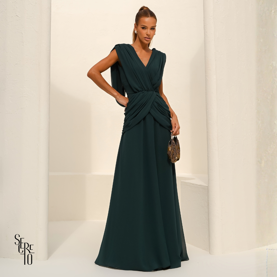 Vestido Longo Capa Alice Verde