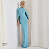 Vestido Longo Capa Chloe Azul Sky